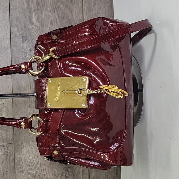 Blumarine Burgundy Patent Leather Crossbody Handbag - Picture 2 of 12